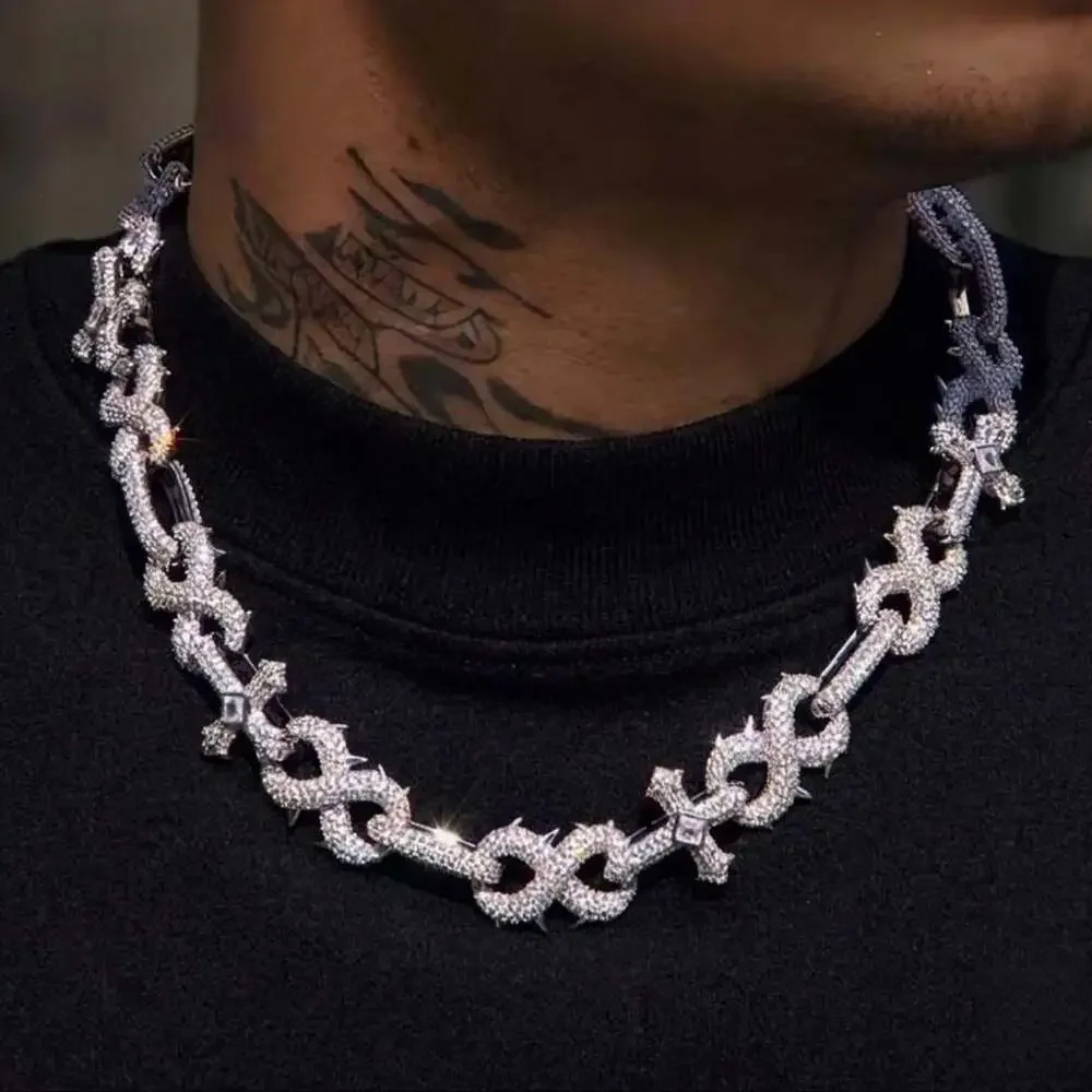 20 Inch Silver Iced Out Cross 9408